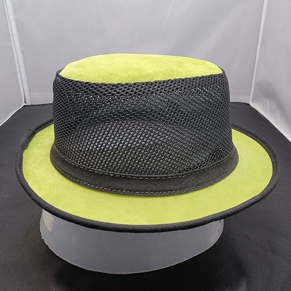 Ashbury Ace Fedora Black Mesh w/ Green Suede - American Hat Makers MED/LG - RARE - Picture 6 of 9